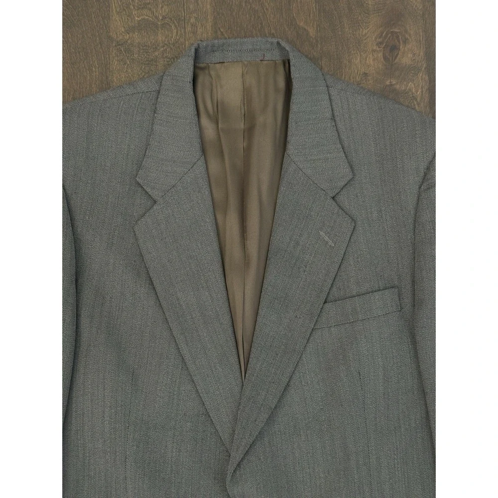 Braewick Mens Grey Two Piece Suit Two Button Jacket Size 42R Pants 100% Wool